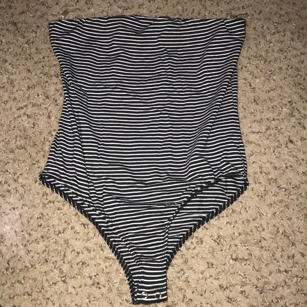 stripped tube top body suit